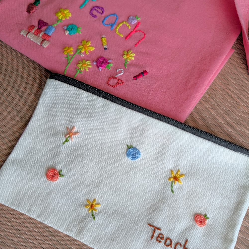 💫Hand Embroidered Tote Bag And Pouch 💫